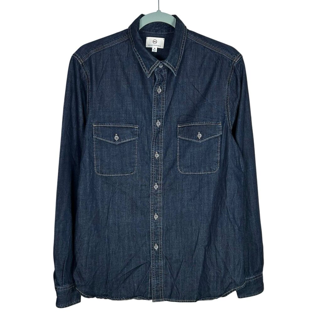 AG Adriano Goldschmied Utility Shirt Mens Medium Blue Chore Work Pockets NEW